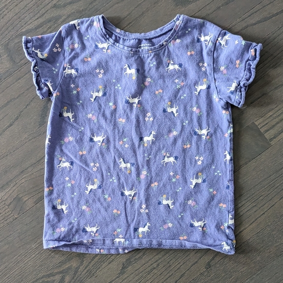 Jumping Beans Girls Ruffle Sleeve Softest Tee T-Shirt, Size 7 - Picture 1 of 4